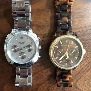 Kate Spade silver & Michael Kors tortoise watches